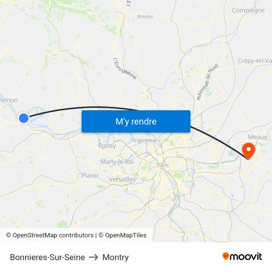 Bonnieres-Sur-Seine to Montry map
