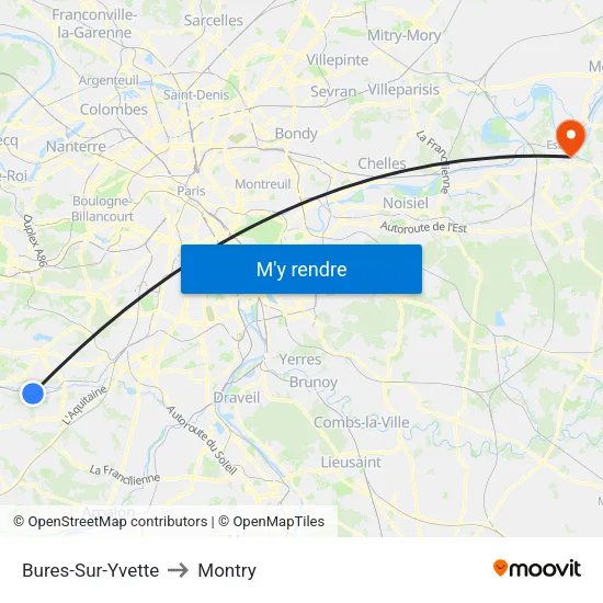 Bures-Sur-Yvette to Montry map