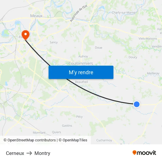 Cerneux to Montry map