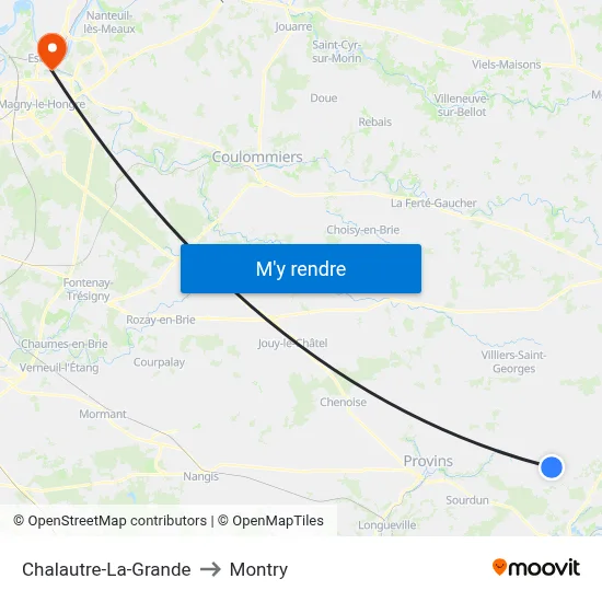 Chalautre-La-Grande to Montry map