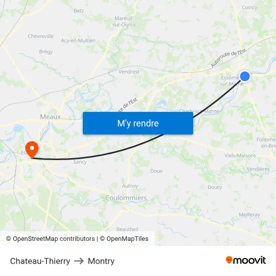 Chateau-Thierry to Montry map
