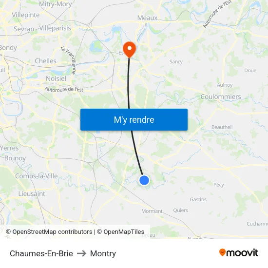 Chaumes-En-Brie to Montry map