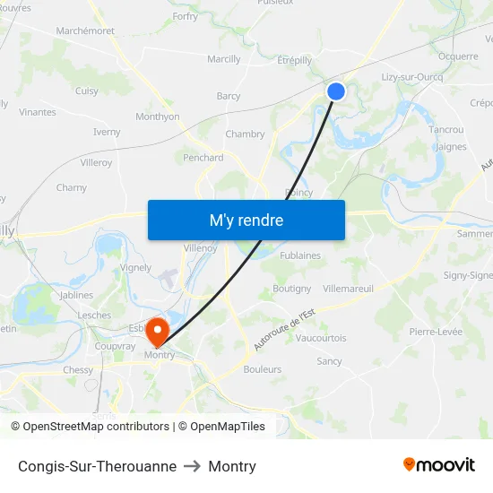 Congis-Sur-Therouanne to Montry map