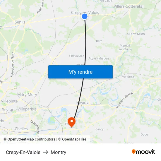 Crepy-En-Valois to Montry map