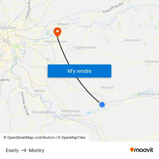 Everly to Montry map