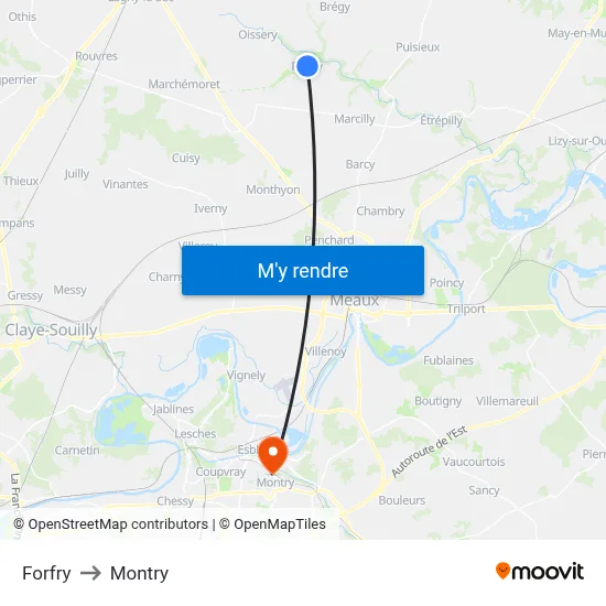 Forfry to Montry map