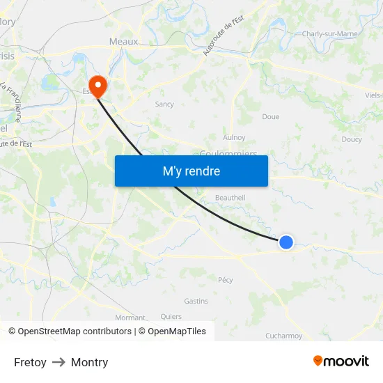 Fretoy to Montry map