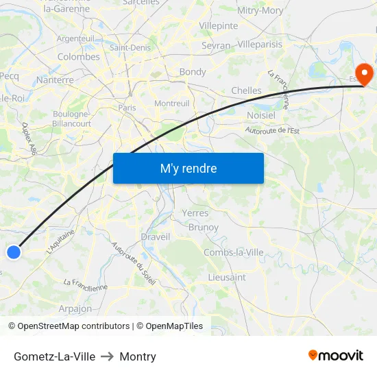 Gometz-La-Ville to Montry map
