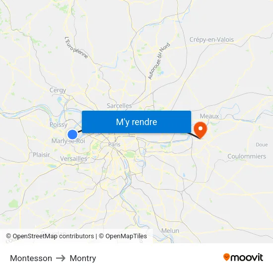 Montesson to Montry map