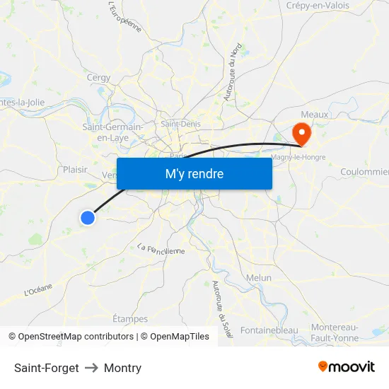Saint-Forget to Montry map