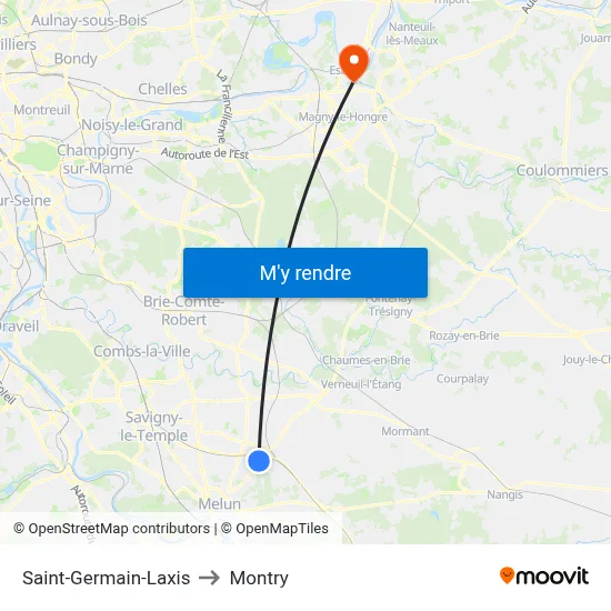 Saint-Germain-Laxis to Montry map