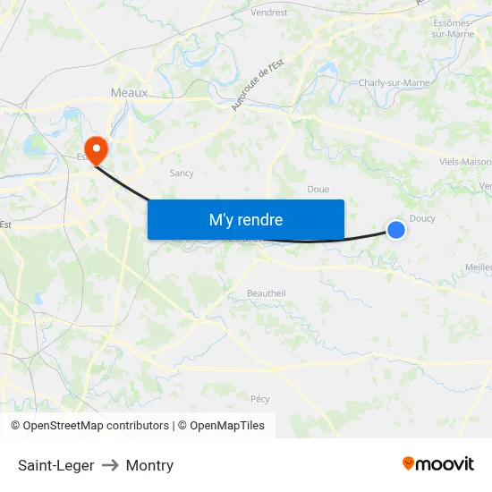 Saint-Leger to Montry map