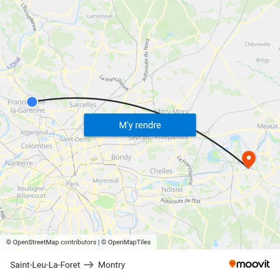 Saint-Leu-La-Foret to Montry map