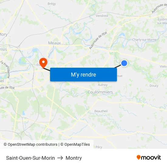 Saint-Ouen-Sur-Morin to Montry map
