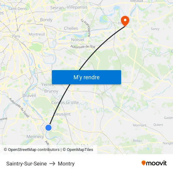 Saintry-Sur-Seine to Montry map