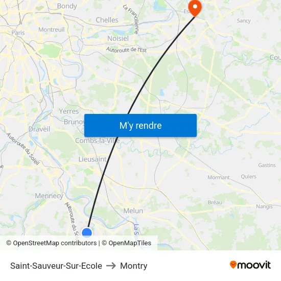 Saint-Sauveur-Sur-Ecole to Montry map