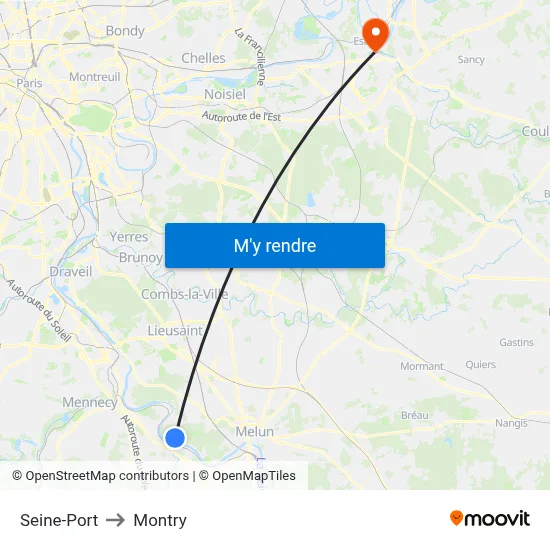 Seine-Port to Montry map
