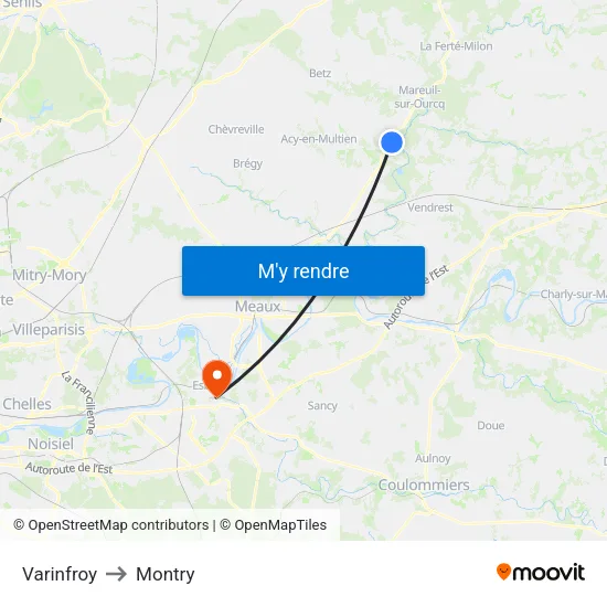 Varinfroy to Montry map