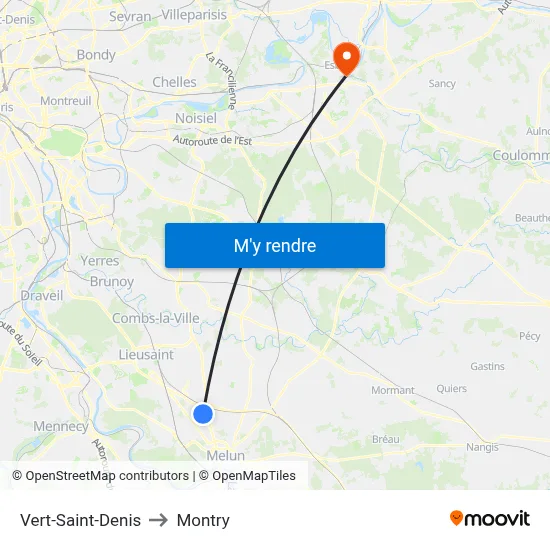 Vert-Saint-Denis to Montry map