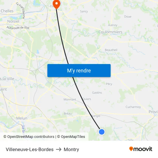 Villeneuve-Les-Bordes to Montry map