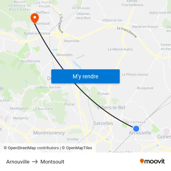 Arnouville to Montsoult map