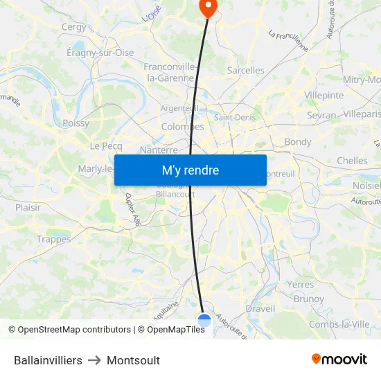 Ballainvilliers to Montsoult map