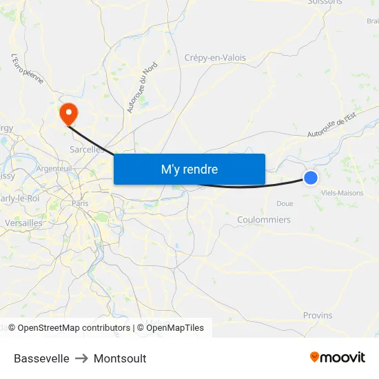 Bassevelle to Montsoult map