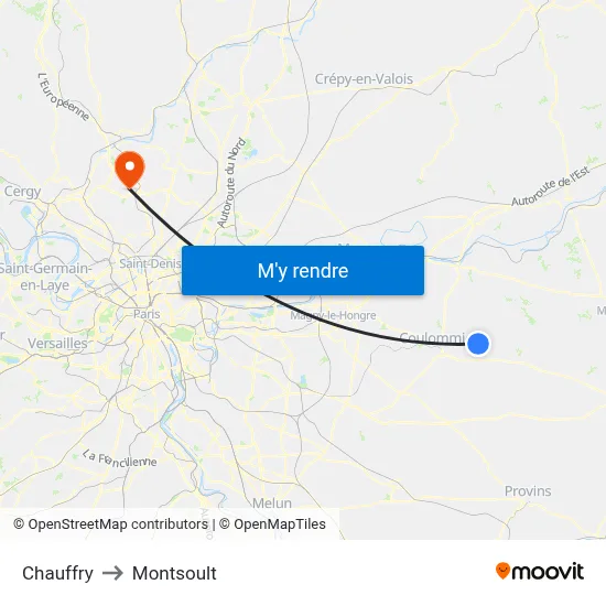 Chauffry to Montsoult map