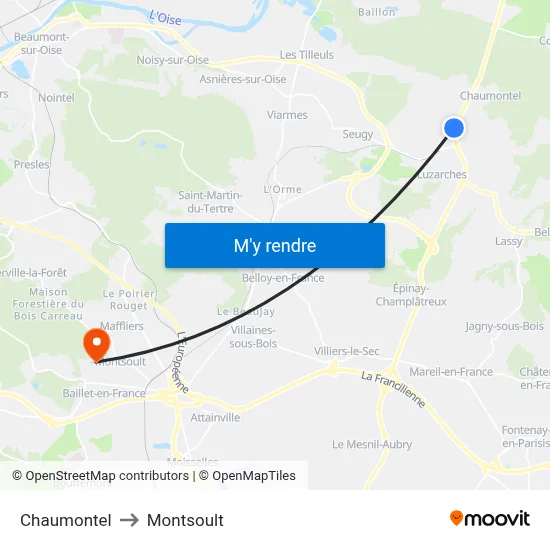 Chaumontel to Montsoult map