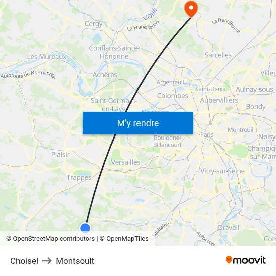 Choisel to Montsoult map