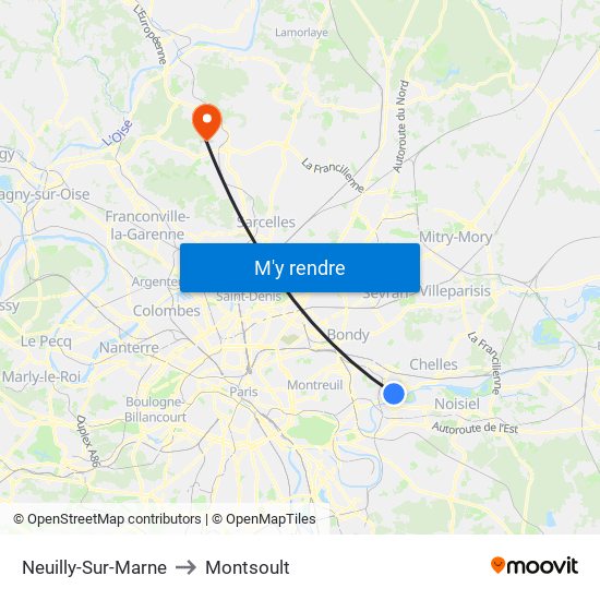 Neuilly-Sur-Marne to Montsoult map