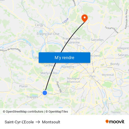 Saint-Cyr-L'Ecole to Montsoult map