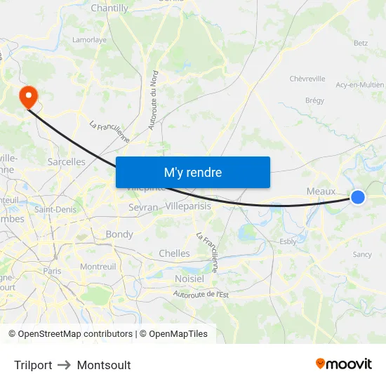 Trilport to Montsoult map