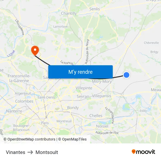 Vinantes to Montsoult map