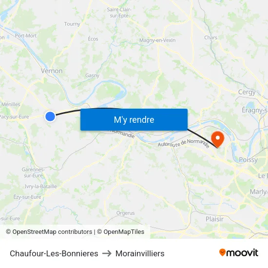 Chaufour-Les-Bonnieres to Morainvilliers map