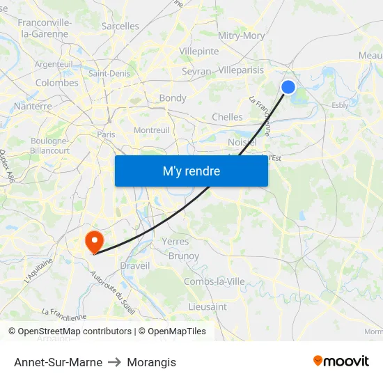 Annet-Sur-Marne to Morangis map