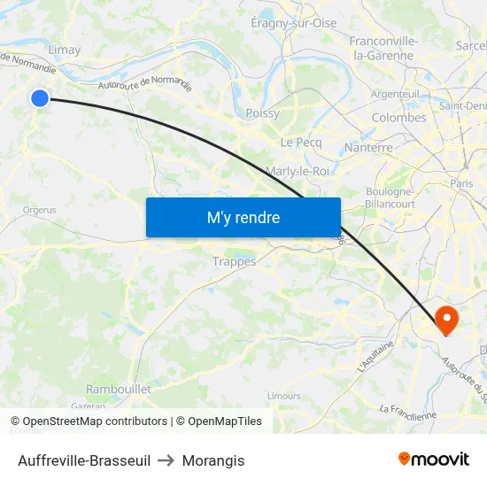 Auffreville-Brasseuil to Morangis map