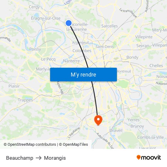 Beauchamp to Morangis map