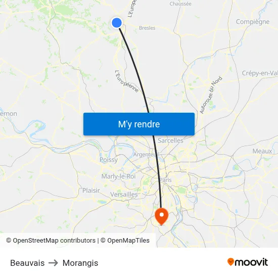 Beauvais to Morangis map