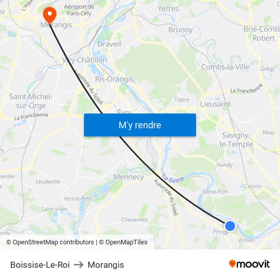 Boissise-Le-Roi to Morangis map