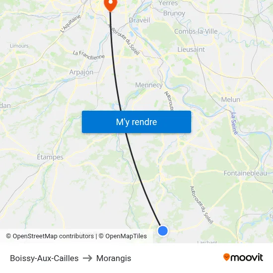 Boissy-Aux-Cailles to Morangis map