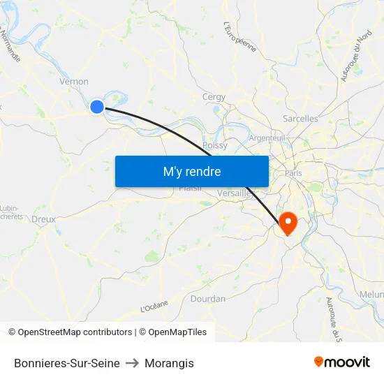 Bonnieres-Sur-Seine to Morangis map