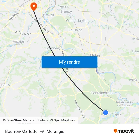 Bourron-Marlotte to Morangis map