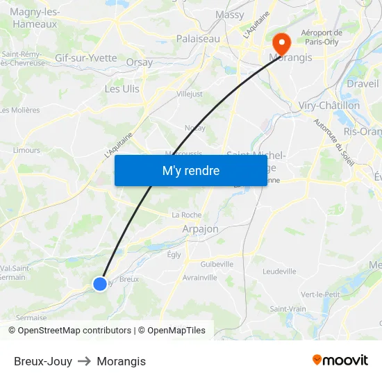Breux-Jouy to Morangis map