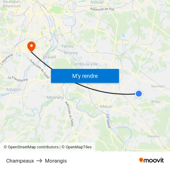 Champeaux to Morangis map