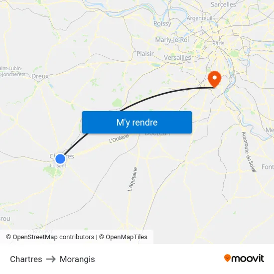 Chartres to Morangis map