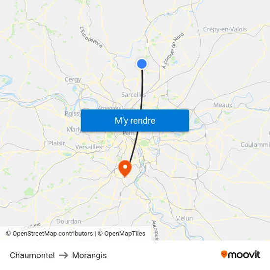 Chaumontel to Morangis map
