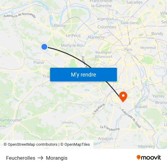 Feucherolles to Morangis map