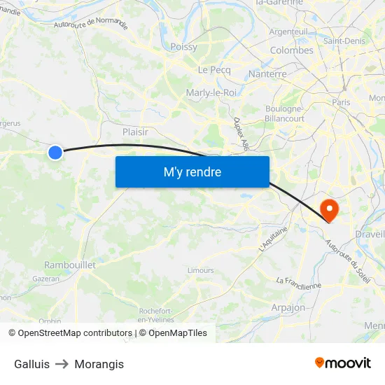 Galluis to Morangis map