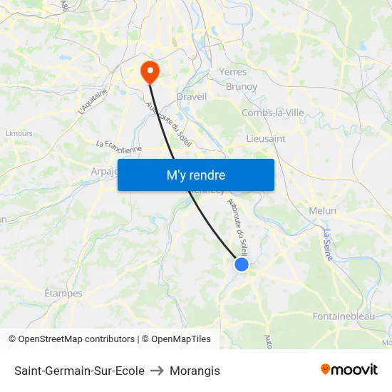 Saint-Germain-Sur-Ecole to Morangis map